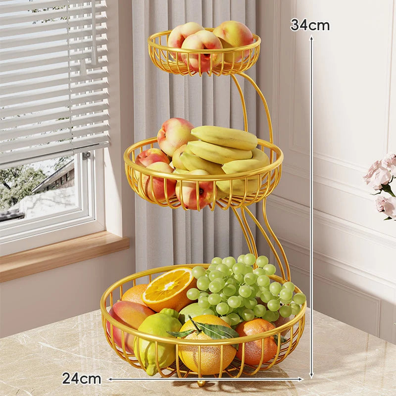 Fruit Bowl Stand Open-Wire Metal Space-Saving