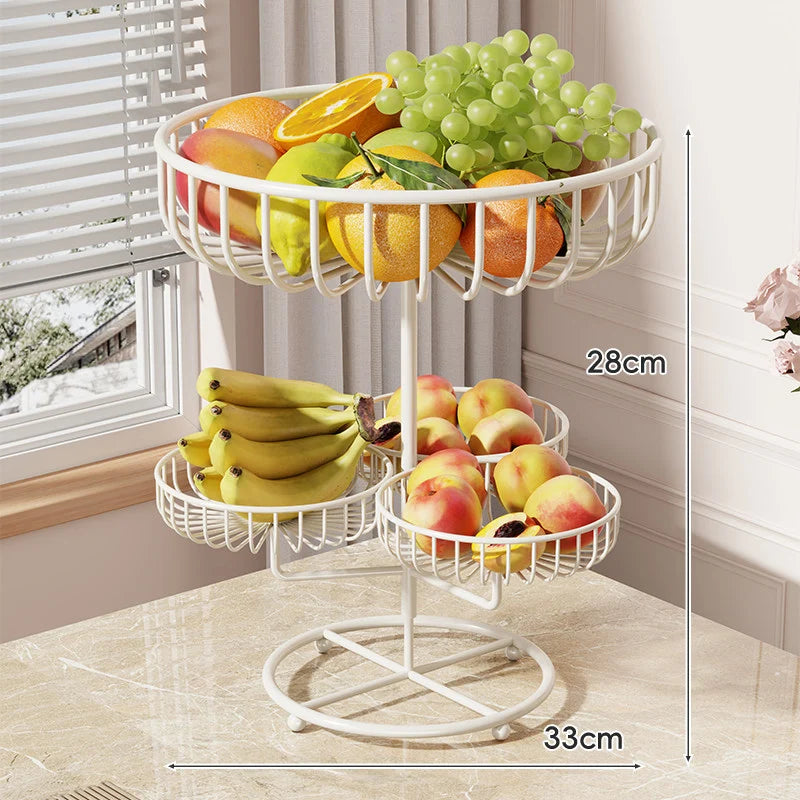 Fruit Bowl Stand Open-Wire Metal Space-Saving