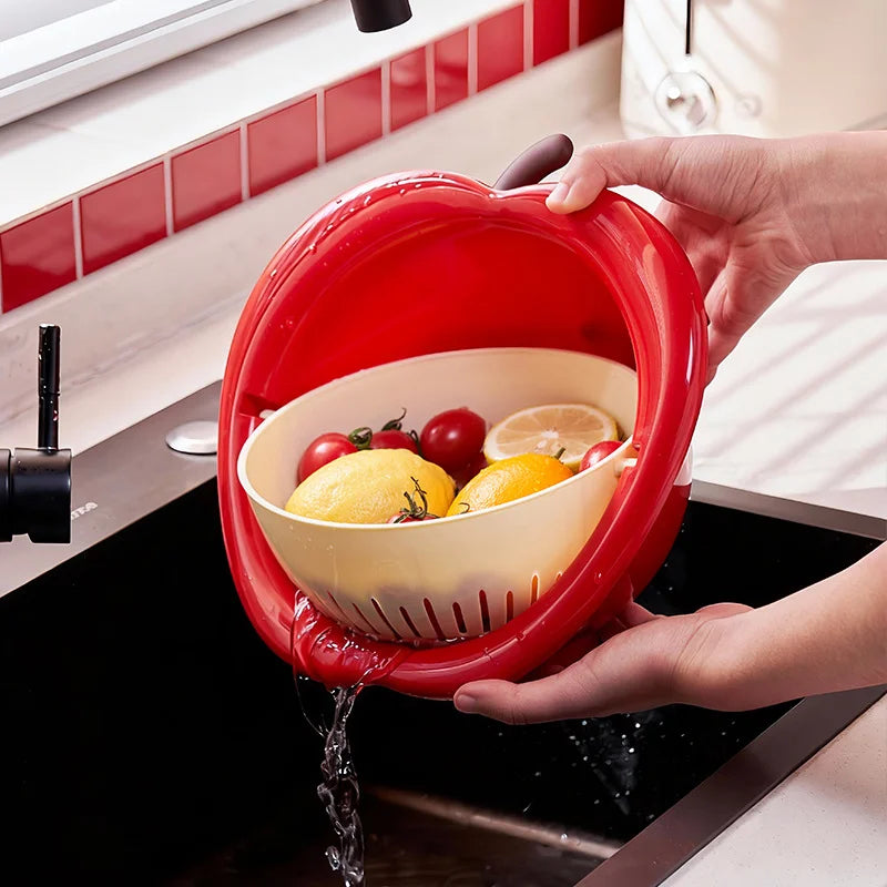 Fruit Strainer Basket Double-Layer Stackable Wash & Serve