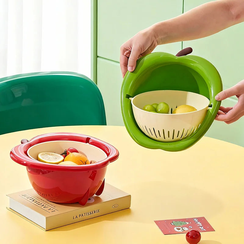 Fruit Strainer Basket Double-Layer Stackable Wash & Serve