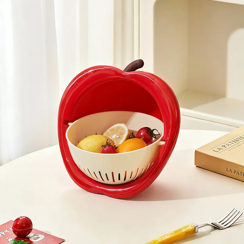 Fruit Strainer Basket Double-Layer Stackable Wash & Serve
