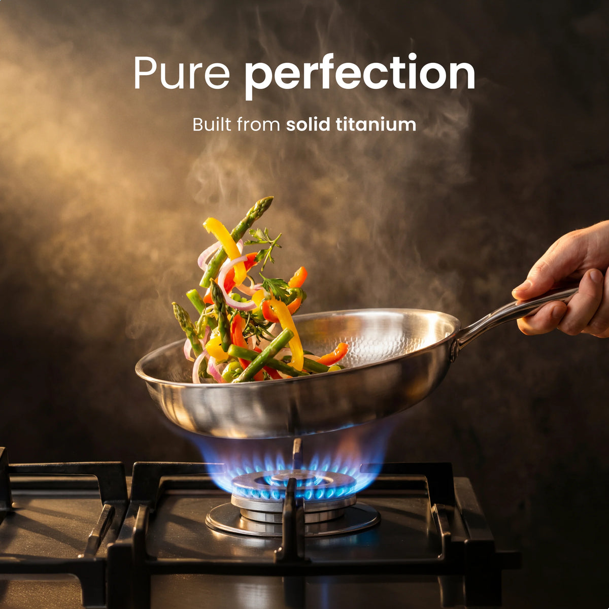 Frying Pan Pure Titanium Uncoated PFAS-Free Oven-Safe to 750°F