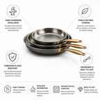 Frying Pan Set Pure Titanium Hand-Hammered Set of 3