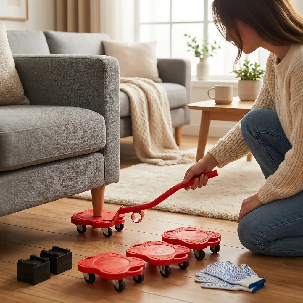 Furniture Lifter & Roller Set 360° Swivel Locking Brakes