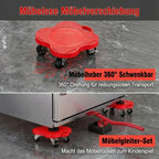 Furniture Lifter & Roller Set 360° Swivel Locking Brakes