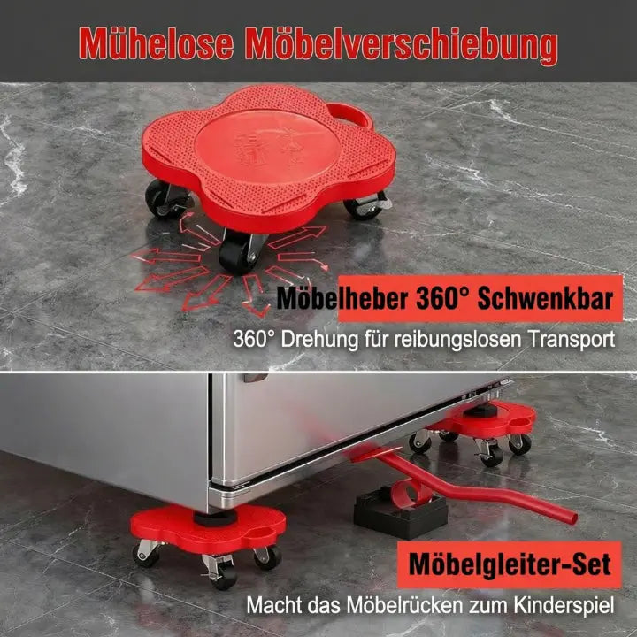 Furniture Lifter & Roller Set 360° Swivel Locking Brakes