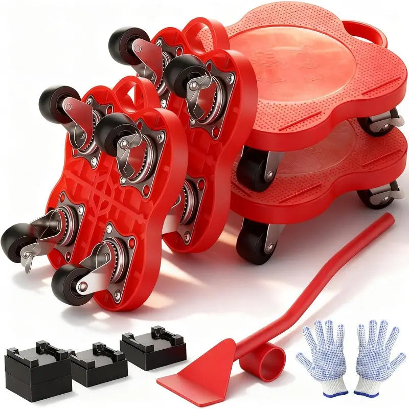 Furniture Lifter & Roller Set 360° Swivel Locking Brakes