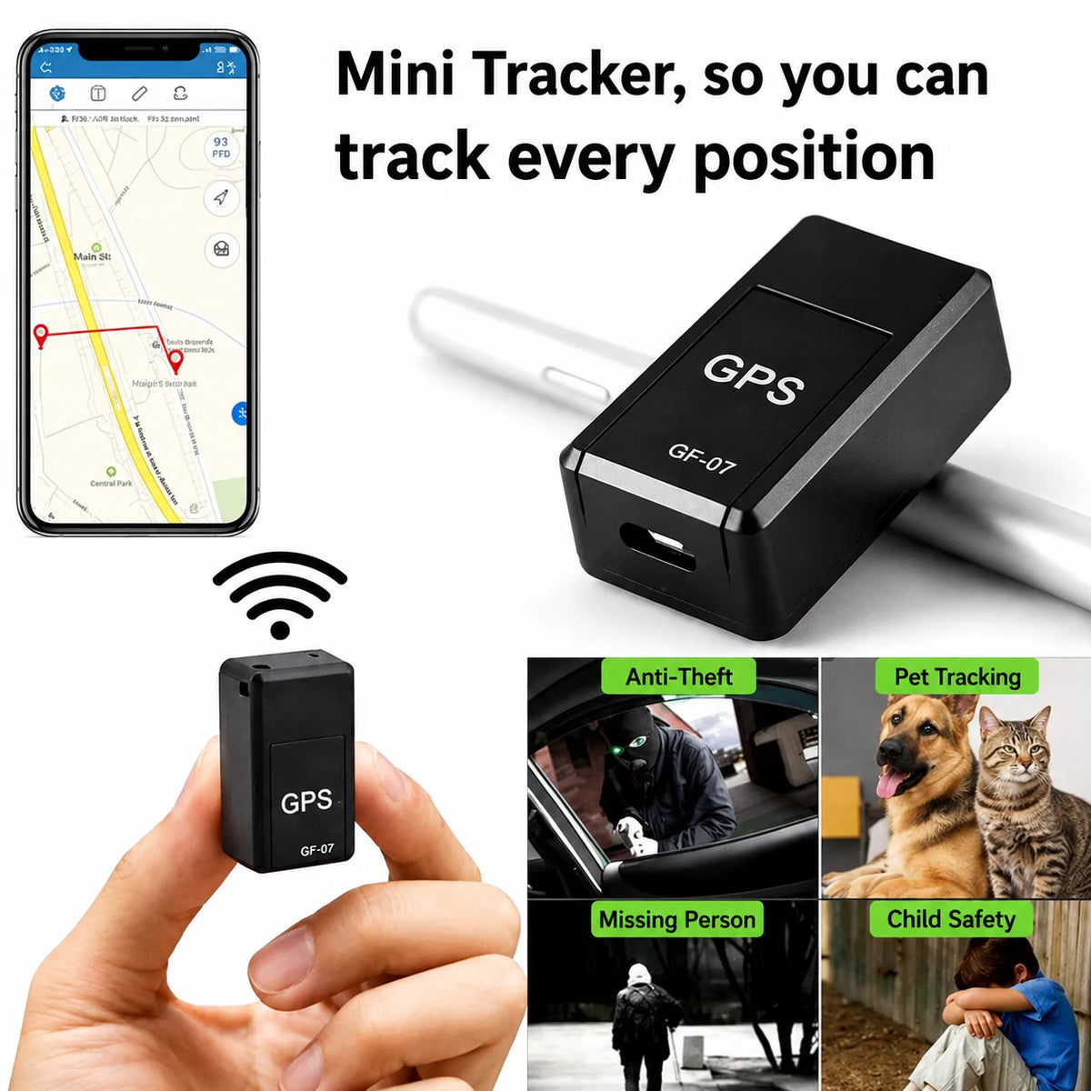 GPS Tracker Magnetic Mount Real-Time Tracking No Subscription