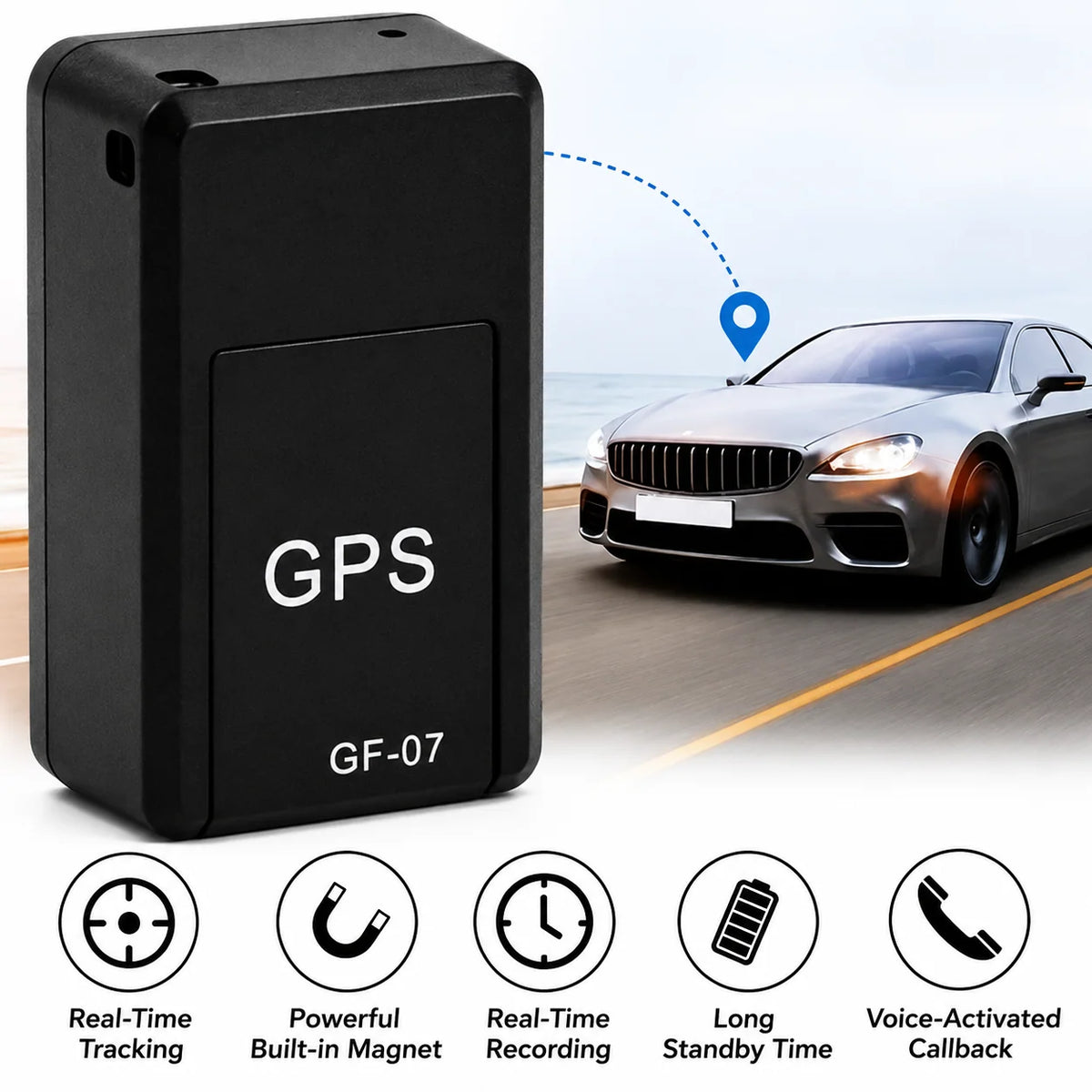GPS Tracker Magnetic Mount Real-Time Tracking No Subscription
