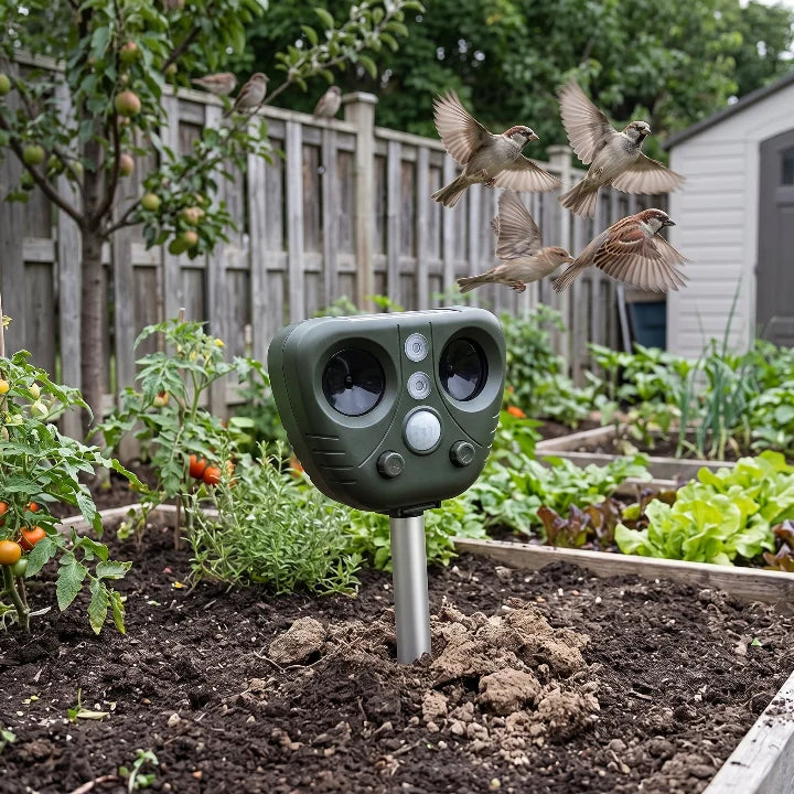 Garden Bird Repellent Solar-Powered Weatherproof 9 m Range