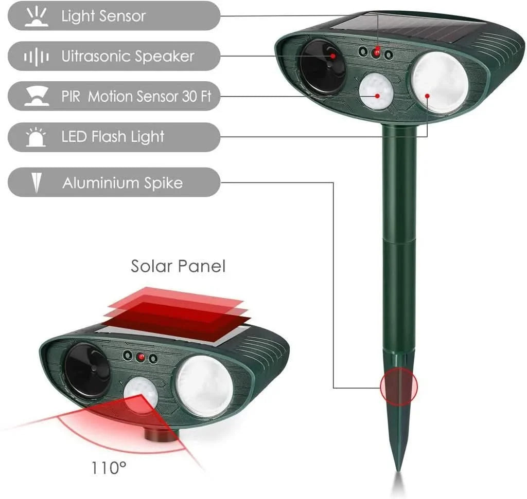 Garden Deer Repellent Solar-Powered Motion-Activated Ultrasonic