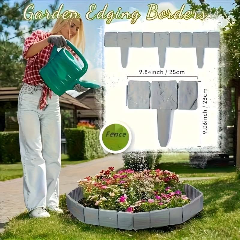 Garden Edging Panel Stone-Look Interlocking Weather-Resistant