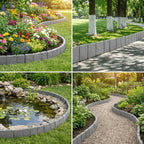 Garden Edging Panel Stone-Look Interlocking Weather-Resistant