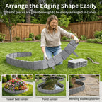 Garden Edging Panel Stone-Look Interlocking Weather-Resistant