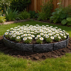 Garden Edging Panel Stone-Look Interlocking Weather-Resistant