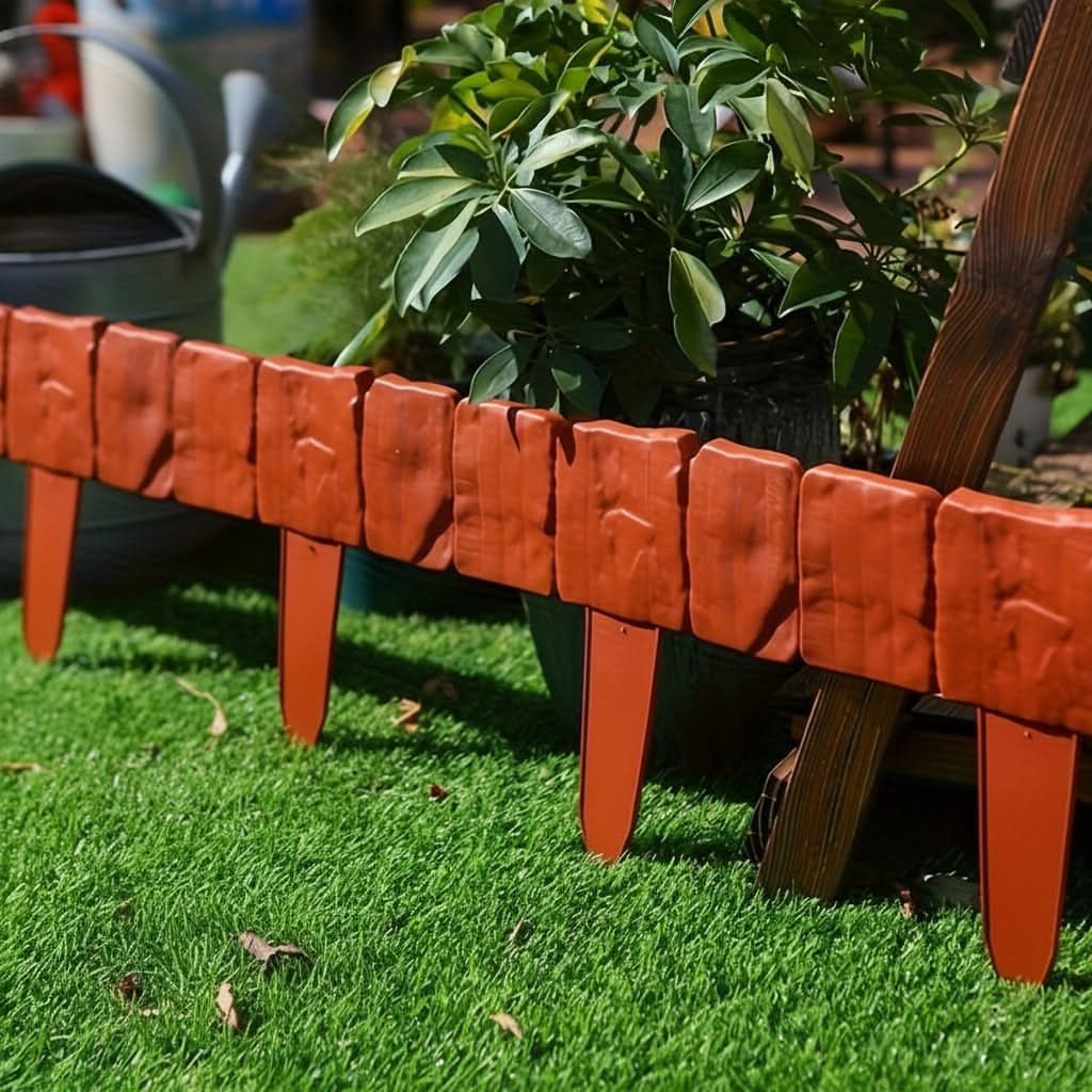 Garden Edging Panel Stone-Look Interlocking Weather-Resistant