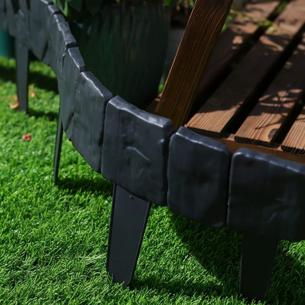 Garden Edging Panel Stone-Look Interlocking Weather-Resistant