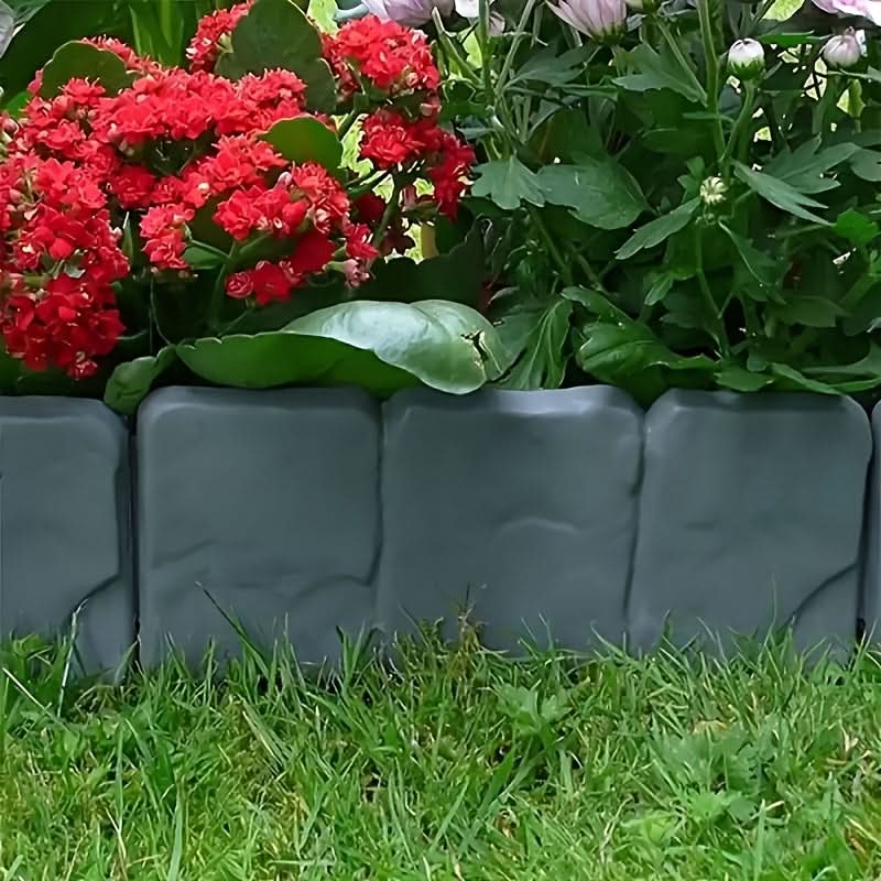 Garden Edging Panel Stone-Look Interlocking Weather-Resistant