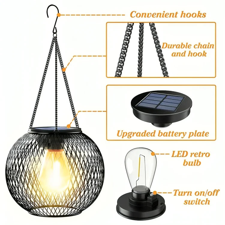 Garden Lantern Solar-Powered Weatherproof Up To 36 Hours