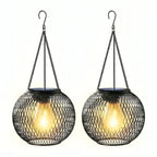 Garden Lantern Solar Retro Metal Grid Weatherproof 36-Hour