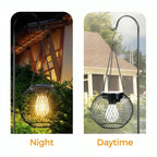 Garden Lantern Solar Retro Metal Grid Weatherproof 36-Hour