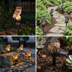 Garden Solar Light Owl Resin Warm White LED Sensor