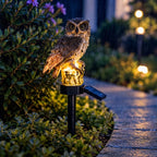 Garden Solar Light Owl Resin Warm White LED Sensor