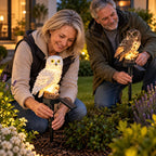 Garden Solar Light Owl Resin Warm White LED Sensor