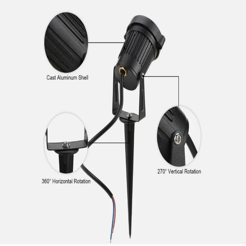 Garden Spotlights 500 Lumens IP65 Weather-Resistant Set of 10