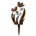 Garden Stake Bird & Flower Motif Weather-Resistant Iron