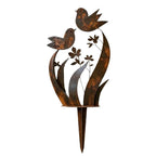 Garden Stake Bird & Flower Motif Weather-Resistant Iron