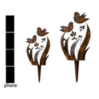 Garden Stake Bird & Flower Motif Weather-Resistant Iron
