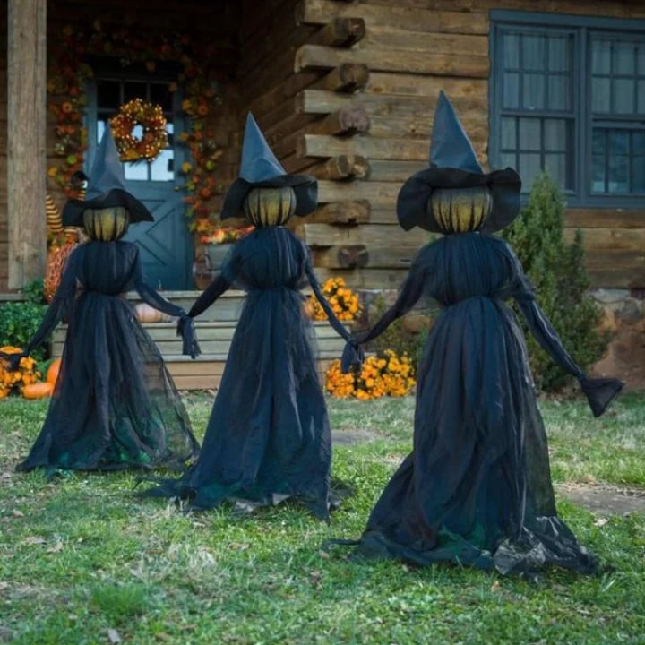 Garden Stake Illuminated Witch Stockings Weather-Resistant Battery Timer