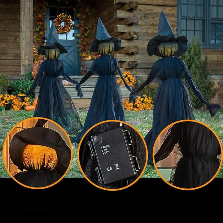 Garden Stake Illuminated Witch Stockings Weather-Resistant Battery Timer