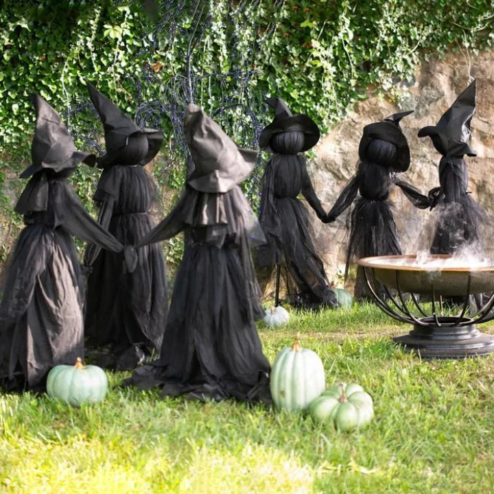 Garden Stake Illuminated Witch Stockings Weather-Resistant Battery Timer
