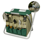 Garden Stool With Tool Bag Foldable Iron Frame