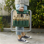 Garden Stool With Tool Bag Foldable Iron Frame