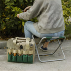 Garden Stool With Tool Bag Foldable Iron Frame