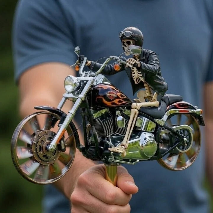 Garden Wind Spinner Motorcycle Chopper Skeleton Rider Acrylic