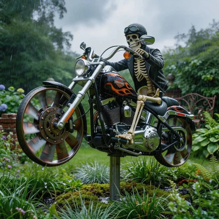 Garden Wind Spinner Motorcycle Chopper Skeleton Rider Acrylic