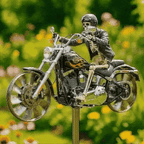 Garden Wind Spinner Motorcycle Chopper Skeleton Rider Acrylic
