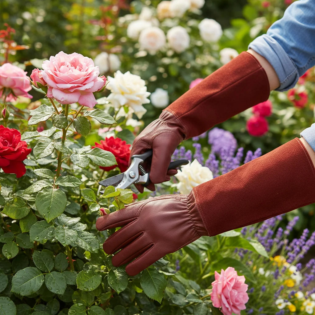 Gardening Gloves Reinforced Double Stitching Elastic Wrist Strap