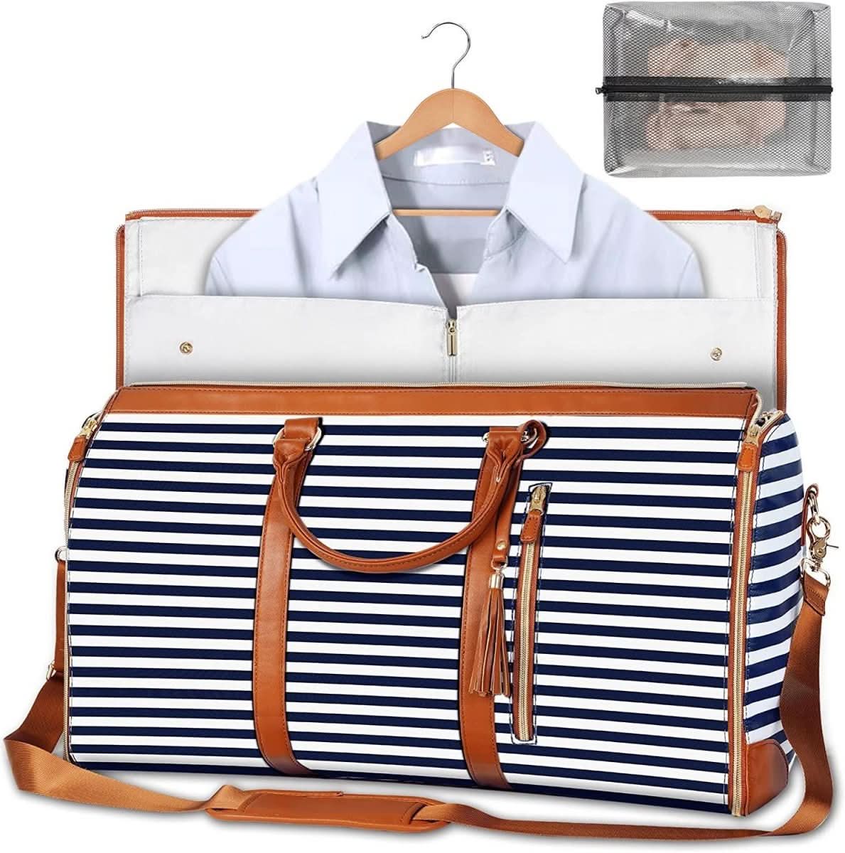 Garment Bag Foldable PU Leather Full-Length Zipper