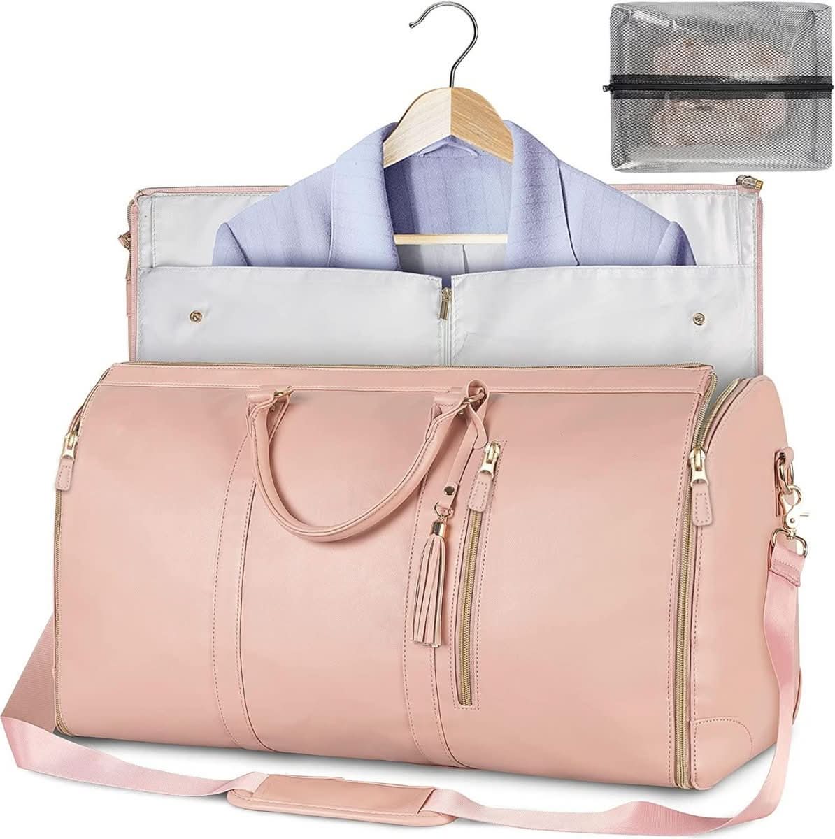 Garment Bag Foldable PU Leather Full-Length Zipper