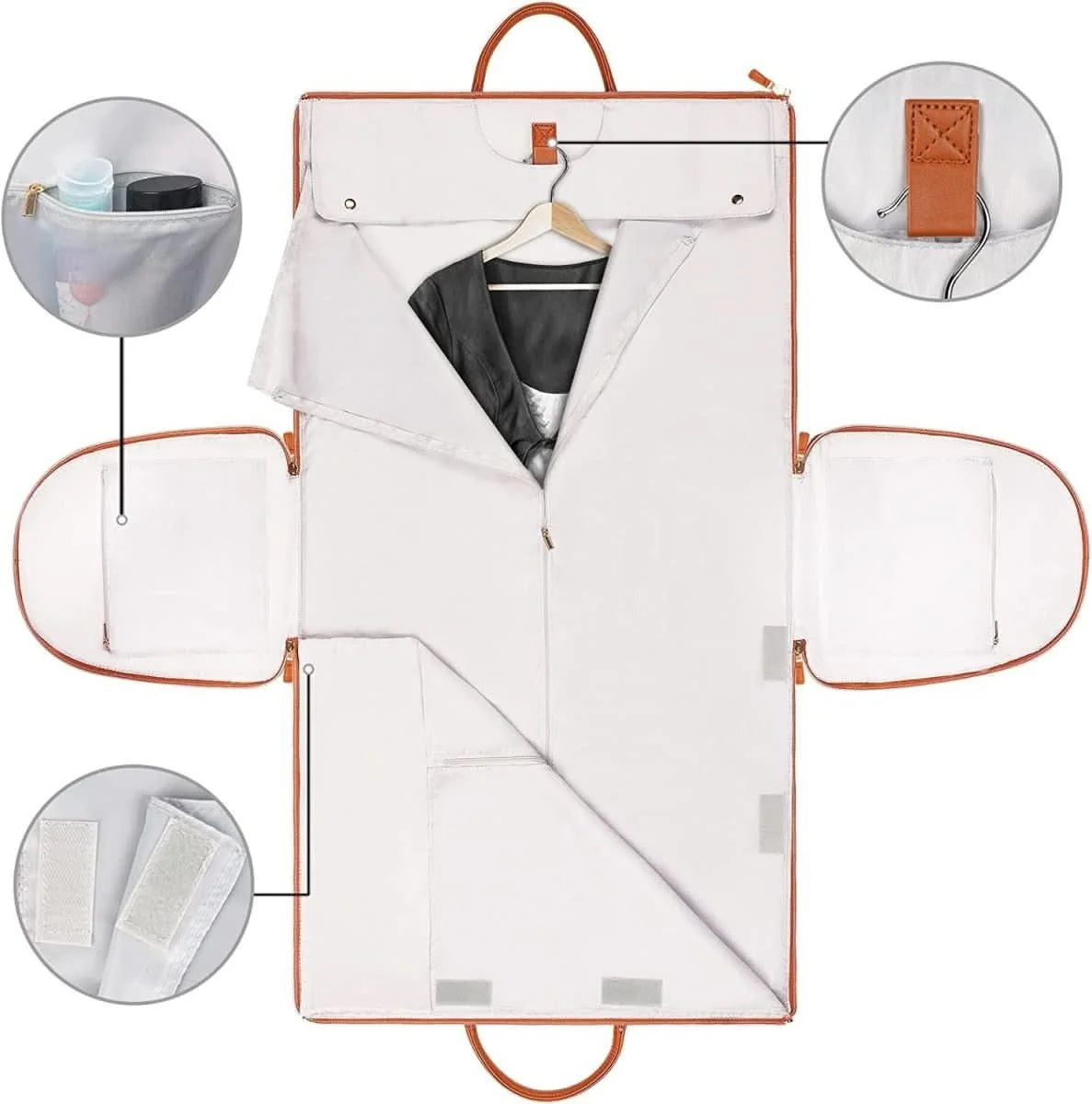 Garment Bag Foldable PU Leather Full-Length Zipper