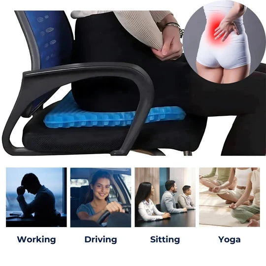 Gel Seat Cushion Honeycomb Breathable Mesh & Carry Handle