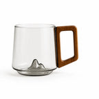 Glass Mug Heat-Resistant Borosilicate Wooden Handle Mountain Base