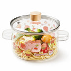 Glass Soup Pot Heat-Resistant Tempered Lid Steam Vent