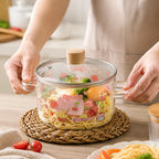 Glass Soup Pot Heat-Resistant Tempered Lid Steam Vent