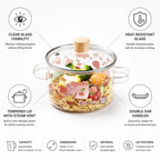 Glass Soup Pot Heat-Resistant Tempered Lid Steam Vent